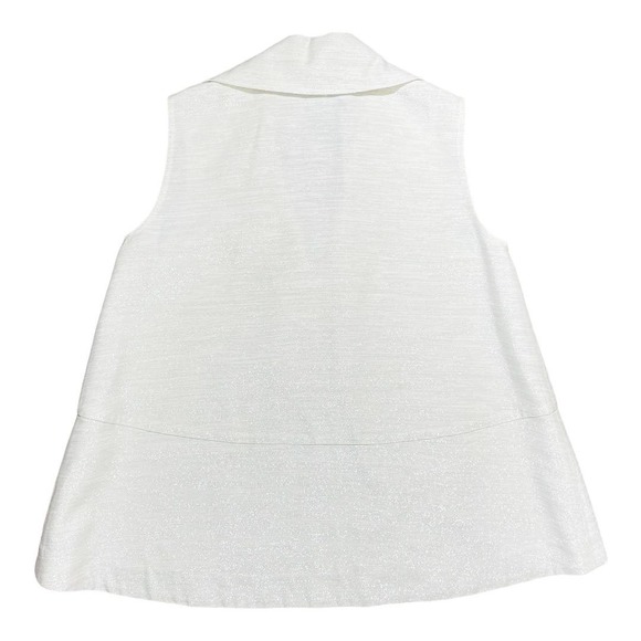 Co White & Silver Oversized Collar Sleeveless Blouse Small - Picture 2 of 6